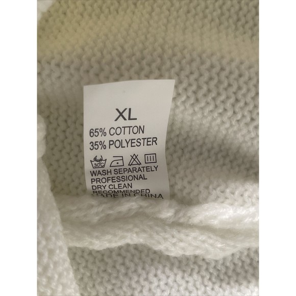 Womens White Knit High Rise Pants Drawstring Ribbed Size XL Sweatpants Jogger - Picture 9 of 13